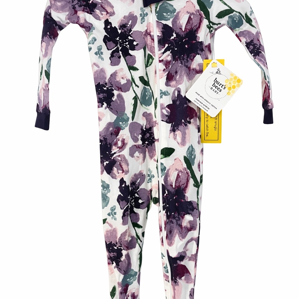 Burt's Bees Baby Floral Footie - Purple and Green